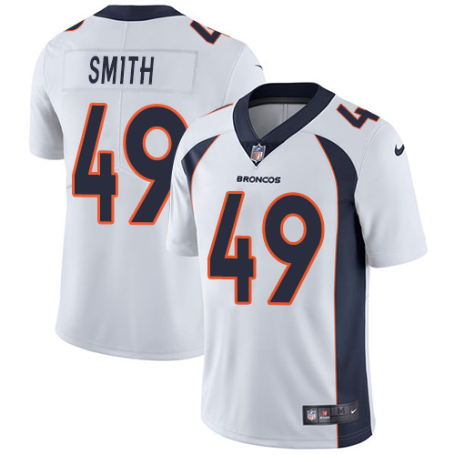Nike Broncos #49 Dennis Smith White Men's Stitched NFL Vapor Untouchable Limited Jersey - Click Image to Close